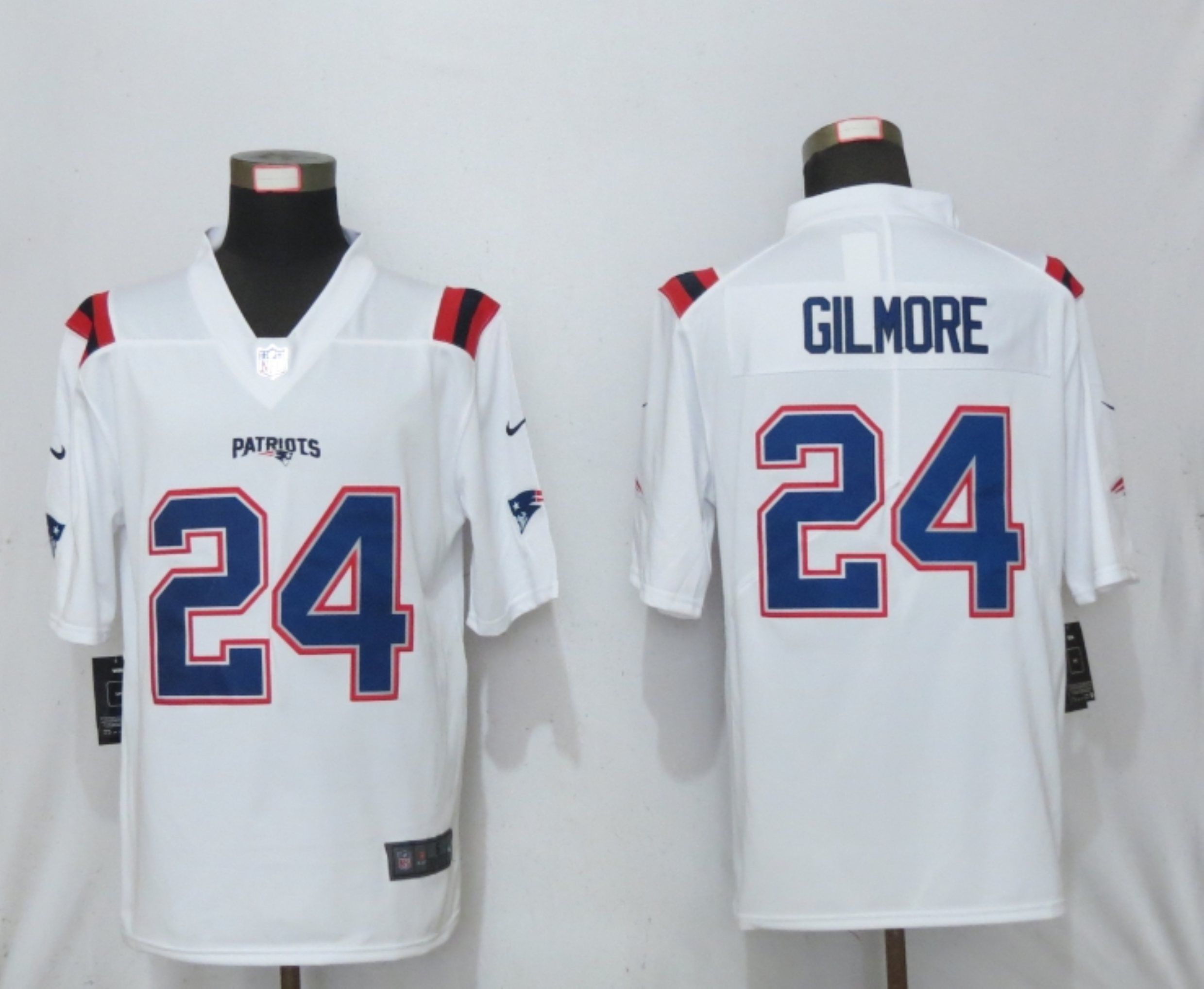 Men New England Patriots #24 Gilmore Nike White Game NFL Jersey
